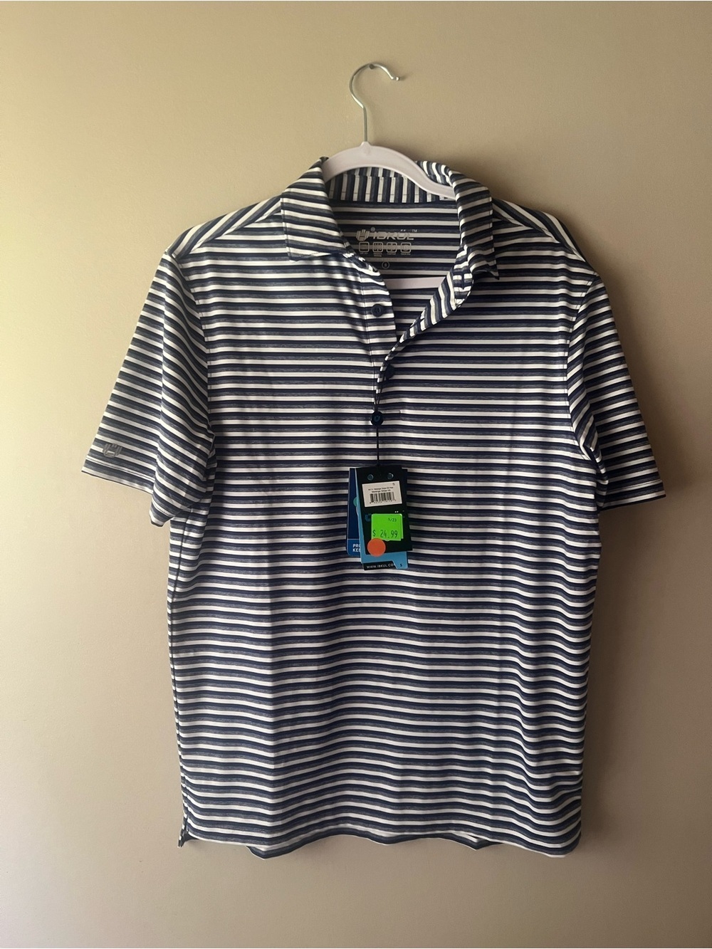 IBKUL Men's Striped Navy & White Polo